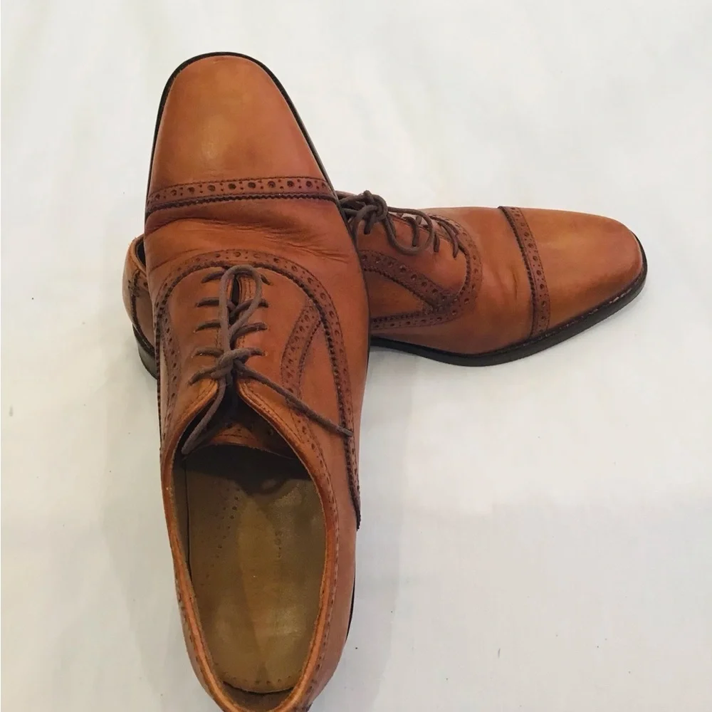 Cole Haan Men's Tan Leather Cap-Toe Oxfords